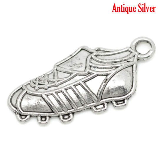 Immagine di Lega di Zinco Charm Ciondoli Pattini a Rotelle Argento Antico Nulla Disegno 23.0mm x 11.0mm, 50 Pz