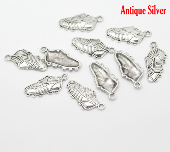 Immagine di Lega di Zinco Charm Ciondoli Pattini a Rotelle Argento Antico Nulla Disegno 23.0mm x 11.0mm, 50 Pz