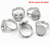 Picture of Brass Adjustable Cabochon Settings Rings Oval Silver Tone (Fits 18mm x 13mm) 18.3mm( 6/8")(US Size 8), 20 PCs                                                                                                                                                 