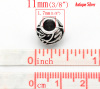 Picture of Zinc Metal Alloy European Style Large Hole Charm Beads Round Antique Silver Pattern Carved About 11mm Dia, Hole: Approx 4.7mm, 20 PCs