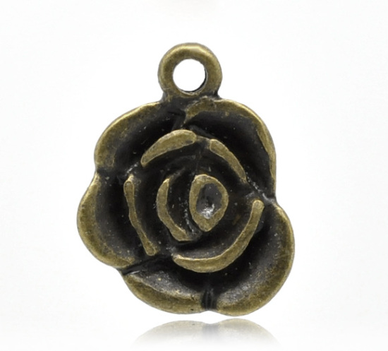Image de 50 Pendentifs Charms Rose Bronze 17x14mm