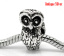 Picture of Zinc Metal Alloy European Style Large Hole Charm Beads Owl Halloween Ornaments Antique Silver Color About 18mm x 10mm, Hole: Approx 4.7mm, 10 PCs