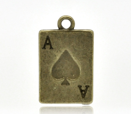 Zinc Based Alloy Charms Poker Antique Bronze Spade A Carved 21mm x 13mm, 30 PCs