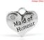 Picture of Zinc Based Alloy Charms Heart Antique Silver Color Message " Maid of Honour " Carved Clear Rhinestone 16mm( 5/8") x 14mm( 4/8"), 20 PCs