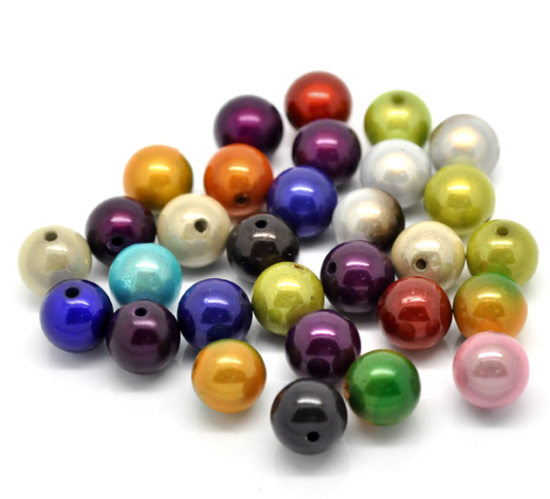 Bild von Acryl Miracle Perlen Rund gemischt ca 14mm D. Loch:ca 2mm 100 Stück