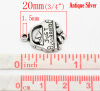 Picture of Zinc Based Alloy Charms Car Antique Silver Color Message " JUST MARRIED " Carved 20mm( 6/8") x 16mm( 5/8"), 30 PCs