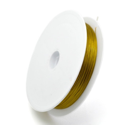 Picture of Gold Tone Steel Beading Wire 0.38mm, sold per packet of 1 Roll(Approx 80 M/Roll)