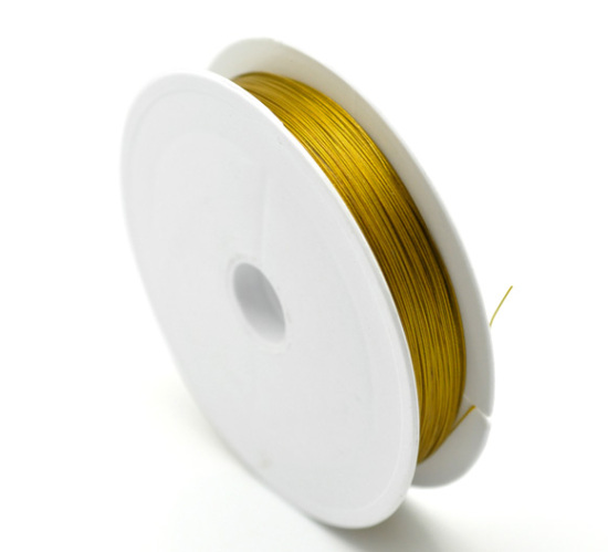Picture of Gold Plated Steel Beading Wire 0.45mm, sold per packet of 1 Roll(Approx 80 M/Roll)