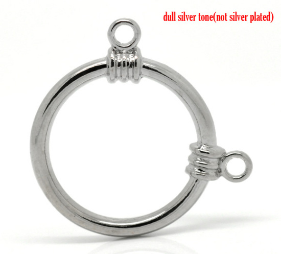 Immagine di Lega di Zinco Charm Ciondoli Tondo Tono Argento Nulla Disegno 29.0mm x 3.3cm, 10 Pz