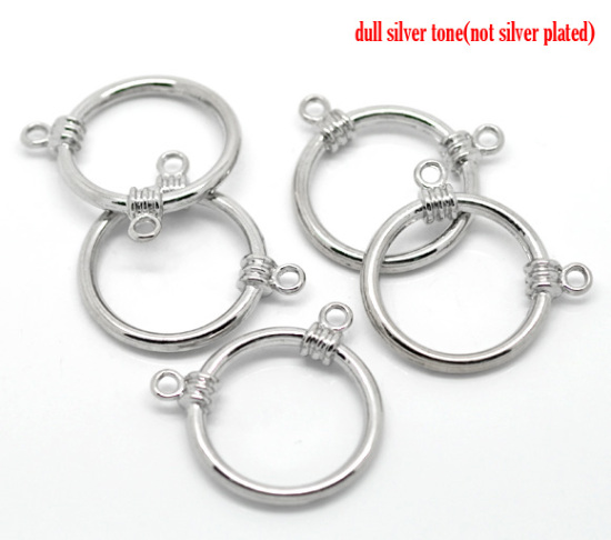 Immagine di Lega di Zinco Charm Ciondoli Tondo Tono Argento Nulla Disegno 29.0mm x 3.3cm, 10 Pz