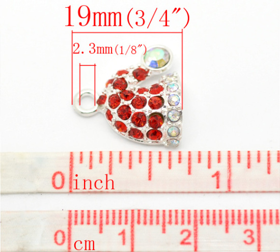 Image de 10 Breloques Pendentifs Charms Chapeau Noël Strass 19x18mm