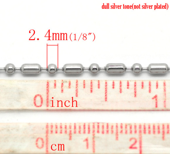 Picture of 304 Stainless Steel Bamboo Chain Findings Silver Tone 2.4mm( 1/8"), 10 M