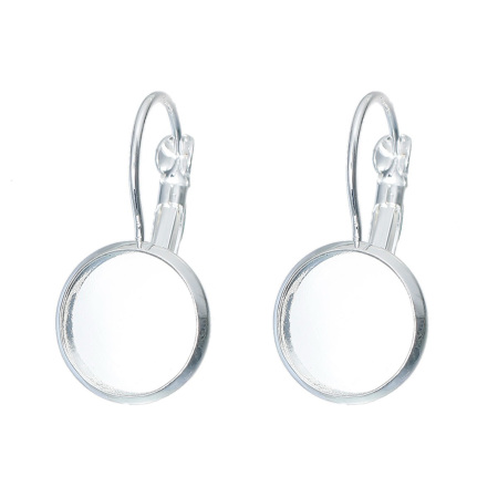 30 Unidades Latón Soporta a Cabachones Clip de oreja Ronda Argentado (Apta 12mm) 22mm x 14mm