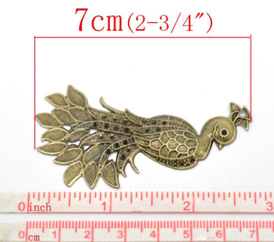 Bild von Bronzefarben Filigran Pfau Verbinder 7x4.2cm.Verkauft eine Packung mit 30