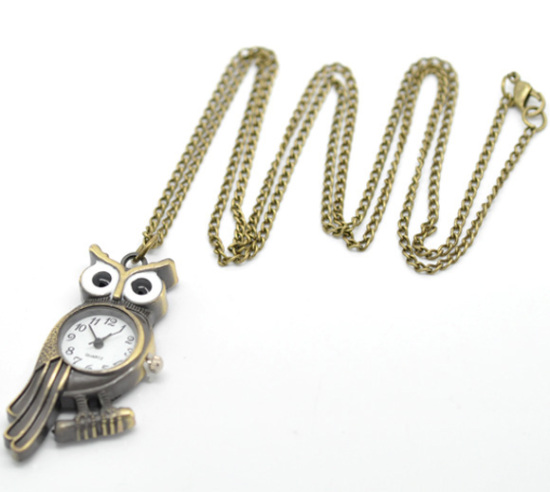 Bild von Bronzefarben Halskette Eule Quarz Taschenuhr 85cm.Verkauft eine Packung mit 1
