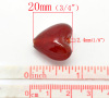 Picture of Lampwork Glass Beads Heart Dark Red Foil About 20mm x 20mm, Hole: Approx 1.8mm - 1.5mm, 10 PCs