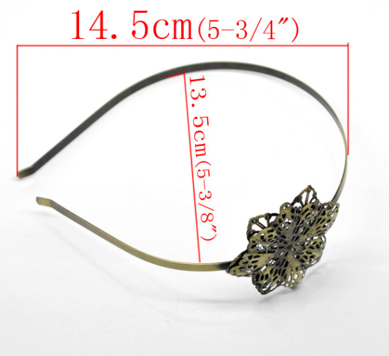 Picture of Vintage Headband Hair Band Flower Antique Bronze 38cm x 0.48cm, 5 PCs