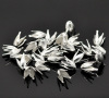 Picture of Iron Based Alloy Beads Caps Flower Silver Plated (Fits 10mm Beads) 13mm x 8mm, 200 PCs