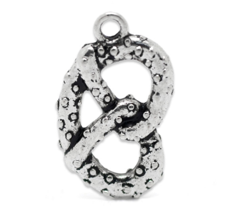 Zinc Based Alloy Charms Pretzel Antique Silver Color 23mm( 7/8") x 13mm( 4/8"), 20 PCs