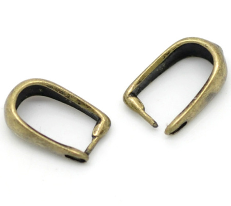 Messing Collierschlaufe Anhängerschlauf​e Hufeisen Bronzefarbe 10mm x 6mm 30 Stück