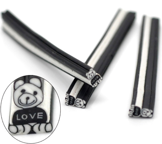 Picture of Love Bear Polymer Clay Nail Art Canes Decoration 5x0.5cm(2"x1/4"), sold per pack of 50