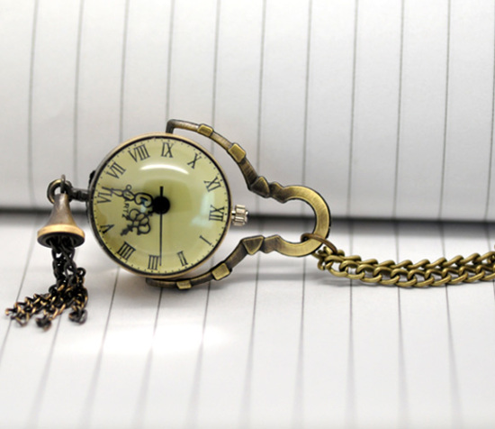 Bild von Bronzefarben Halskette Quarz Taschenuhr Uhr mit Batterie 88cm Lang.Verkauft eine Packung mit 1 Stück