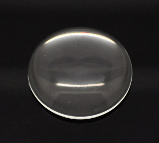 Picture of Transparent Glass Dome Seals Cabochons Round Flatback Clear 3.5cm(1 3/8") Dia, 5 PCs