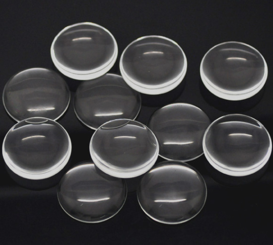 Picture of Transparent Glass Dome Seals Cabochons Round Flatback Clear 3.5cm(1 3/8") Dia, 5 PCs