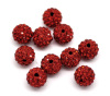 Picture of Red Pave Rhinestone Ball Beads. Fits Shamballa Bracelet 8mm, sold per packet of 3