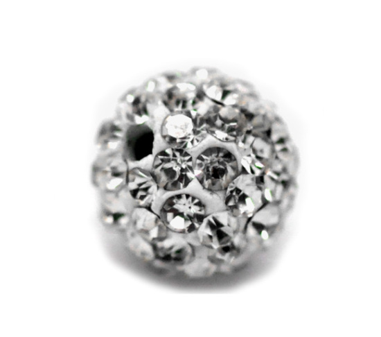 Picture of Clear Pave Rhinestone Ball Beads. Fits Shamballa Bracelet 8mm, sold per packet of 3