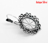 Imagen de 20 Unidades Aleación de Metal de Zinc & Latón Soporta a Cabachones Clip de oreja Óvalo Plata Antigua (Apta 15mm x 11mm) 3.7cm x2.1cm(1 4/8" x 7/8") - 3.5cm x2.1cm(1 3/8" x 7/8")