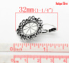 Imagen de 20 Unidades Aleación de Metal de Zinc & Latón Soporta a Cabachones Clip de oreja Óvalo Plata Antigua (Apta 15mm x 11mm) 3.7cm x2.1cm(1 4/8" x 7/8") - 3.5cm x2.1cm(1 3/8" x 7/8")