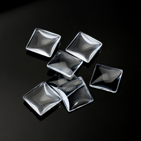 Picture of Transparent Glass Dome Seals Cabochons Square Flatback Clear 20mm( 6/8") x 20mm( 6/8"), 20 PCs