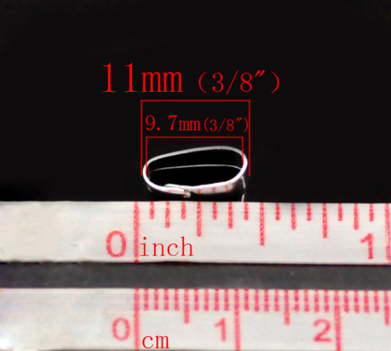 Изображение Застежки прижимных порук для подвески Посеребренный 11мм x 4мм, 300 ШТ