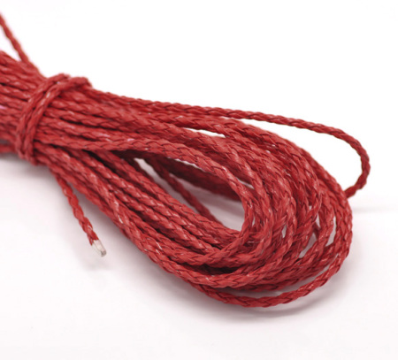 Rot Geflochten Kunstleder Schmuckband Kordel Schnur 3mm. Verkauft eine Packung mit 10m