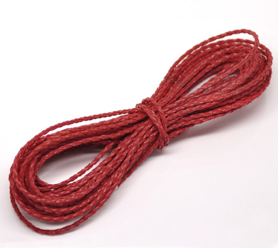 Picture of 10M Red Braiding Leatheroid Jewelry Cord 3mm