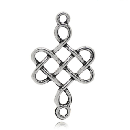 Zinc Based Alloy Connectors Findings Celtic Knot Antique Silver Color 31mm x 18mm, 50 PCs
