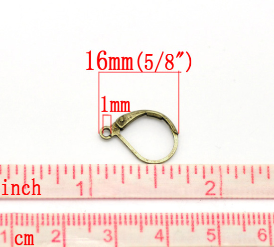 Bild von Messing Ohrringe Klappbrisuren Bronzefarbe 16mm x 10mm 60 Stück                                                                                                                                                                                               