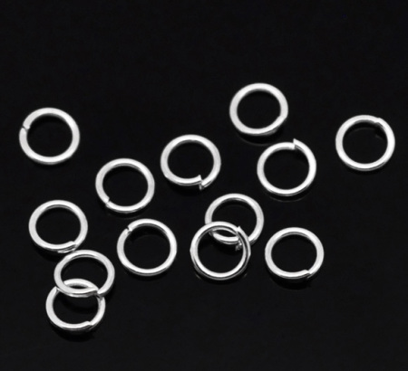 Bild von 1000 Stück 5mm D., 0.9mm(19 Gauge) Eisenlegierung Offen Sprungringe für die Schmuckherstellung Versilbert Rund