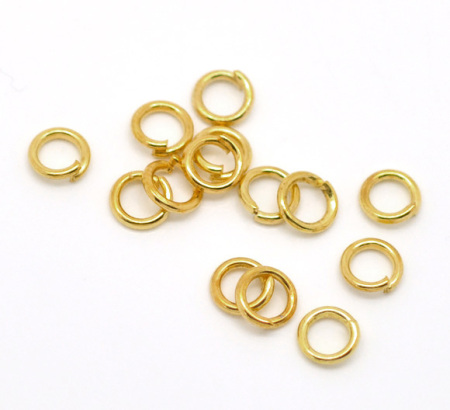 Image de 1000 Pcs 5mm Dia, 0.9mm(taille 19) Anneaux de Jonction pour la Fabrication de Bijoux Ouvert en Alliage de Fer Doré Rond
