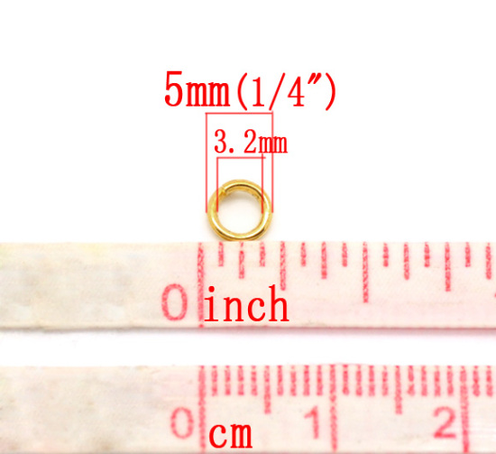 Image de 1000 Pcs 5mm Dia, 0.9mm(taille 19) Anneaux de Jonction pour la Fabrication de Bijoux Ouvert en Alliage de Fer Doré Rond