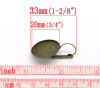 Image de Boucles d'Oreilles Clips Supports à Cabochons en Alliage de zinc+Alliage de fer Forme Rond Bronze Antique (Cabochon Rapportable 20mm Dia.) 3.3cm x 21mm, Epaisseur de Fil: (20 gauge), 50 Pcs