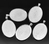 Picture of Zinc Based Alloy Cabochon Setting Pendants Oval Silver Plated (Fits 4cm x 3cm) 5cm x 3.2cm, 5 PCs