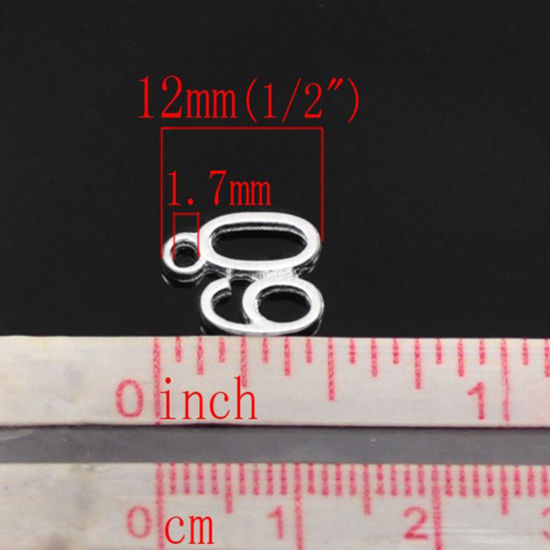 Immagine di Lega di Zinco Charm Ciondoli Numero Argento Placcato Nulla Disegno 60 Intagliato 12.0mm x 11.0mm, 50 Pz