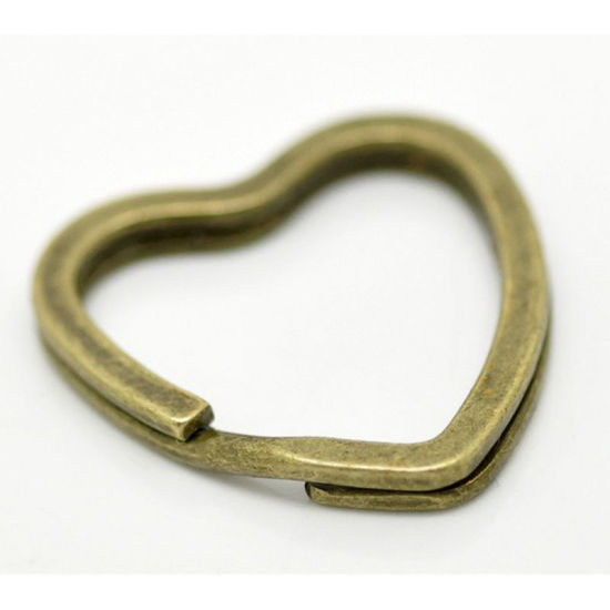 Image de Porte-Clés en Alliage de fer Cœur Bronze Antique 3.1cm x 3.1cm, 50 Pcs