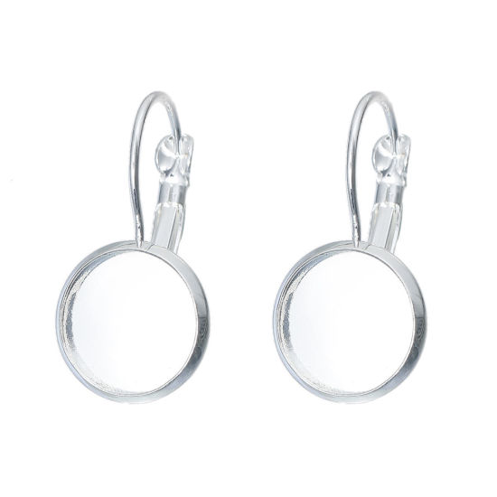 Imagen de Pendientes de Clip Base Camafeo Cobre de Ronda , Argentado (Apta 12mm Dia.) 27mm x 14mm, 150 Unidades