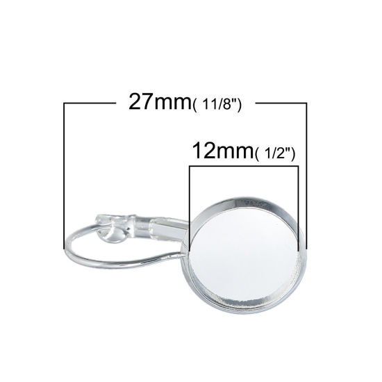 Imagen de Pendientes de Clip Base Camafeo Cobre de Ronda , Argentado (Apta 12mm Dia.) 27mm x 14mm, 150 Unidades