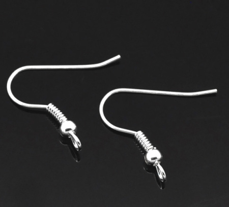 Lega di Ferro Componente di Orecchino Ganci per Orecchini Curva Argento Placcato Nulla Disegno 21mm x 20mm posta / filo: ( 0.7mm )， 300 Pz