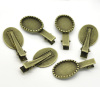 Picture of Iron Based Alloy Alligator Hair Clips Oval Antique Bronze Cabochon Setting (Fits 24.5mm x 17mm) 4.6cm x 2.1cm, 20 PCs