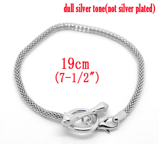 Picture of Iron Based Alloy European Style Lantern Chain Charm Bracelets Silver Tone W/ Toggle Clasp 19cm long, 4 PCs